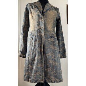 Jeanology Collection Denim Long Sleeve Jacket coat Closure Size 8 long trench